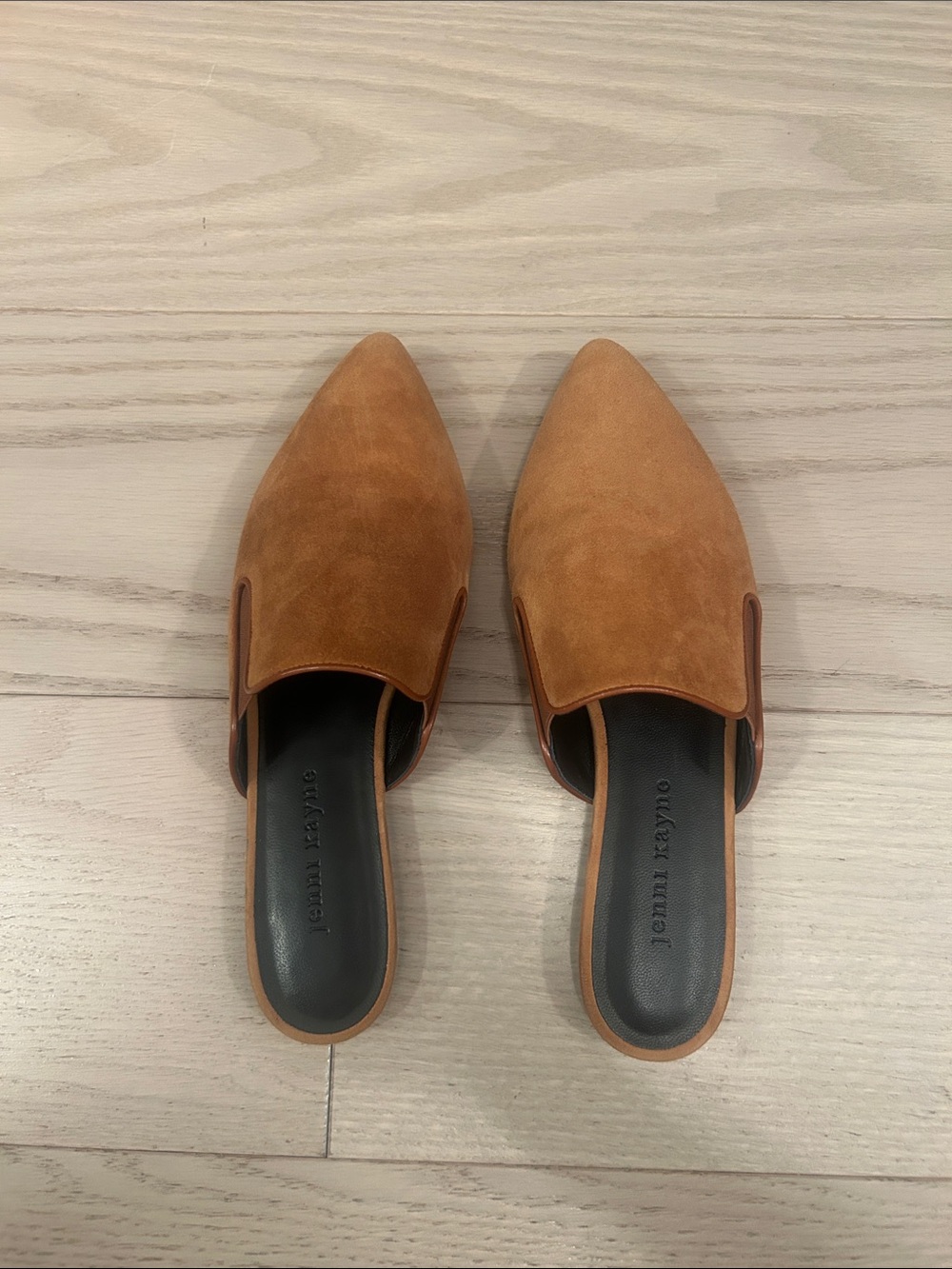 Jenni Kayne Cognac Suede Pointed-Toe Slide Mules